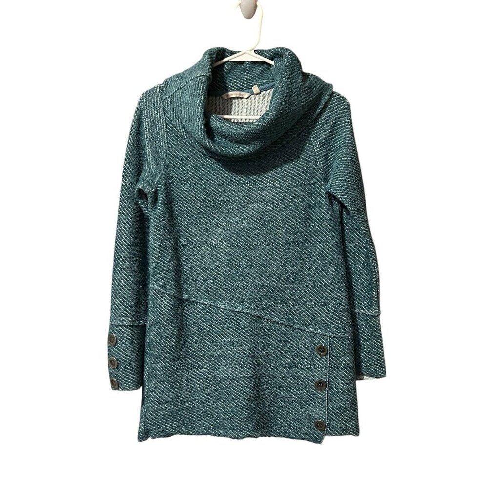Soft Surroundings Langley Cowl Neck‎ Pullover Tunic Light Teal Size XS Classic